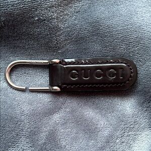 Gucci Vintage Black Leather Key Holder